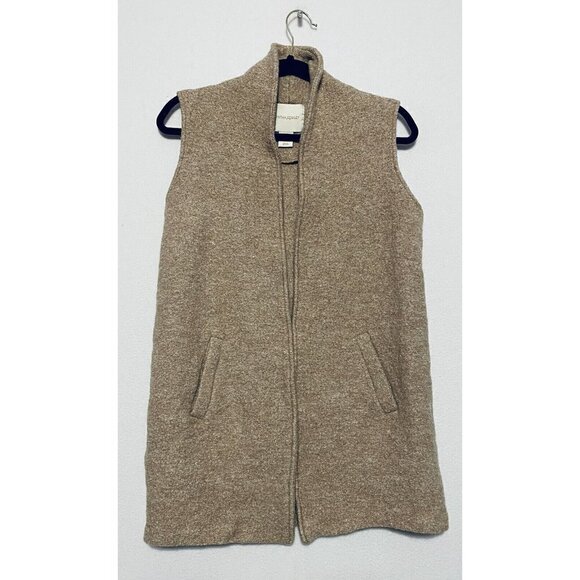 Cynthia Rowley Womens Small Brown Wool Long Open Vest Pockets Lagenlook - Picture 1 of 7